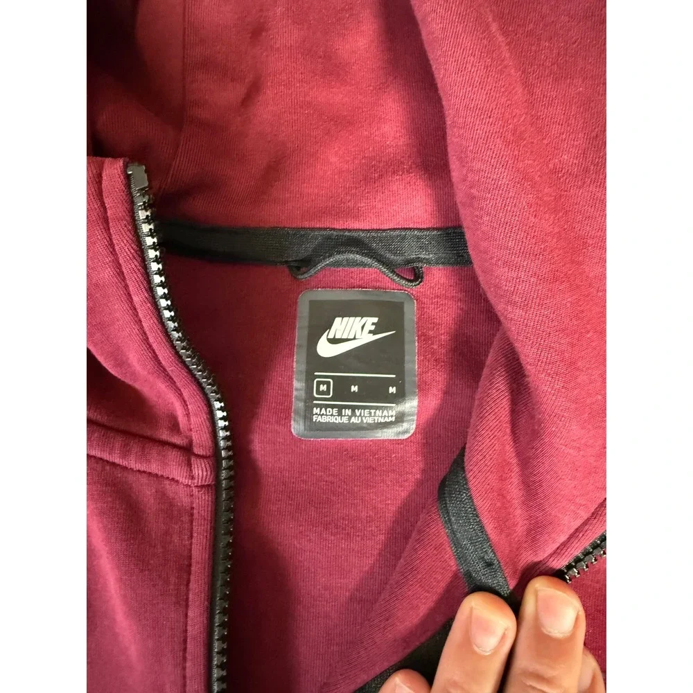 Nike Tech Fleece Full Zip Hoodie Jacket Burgundy Maroon CU4489-638 Mens Medium